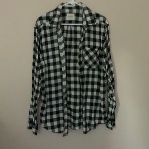 Black and White Checkered Button Up